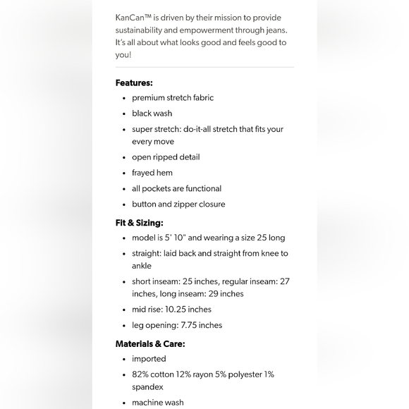 SOLD Kancan charcoal ankle length straight leg mid rise, Size 31/15 - Picture 8 of 16